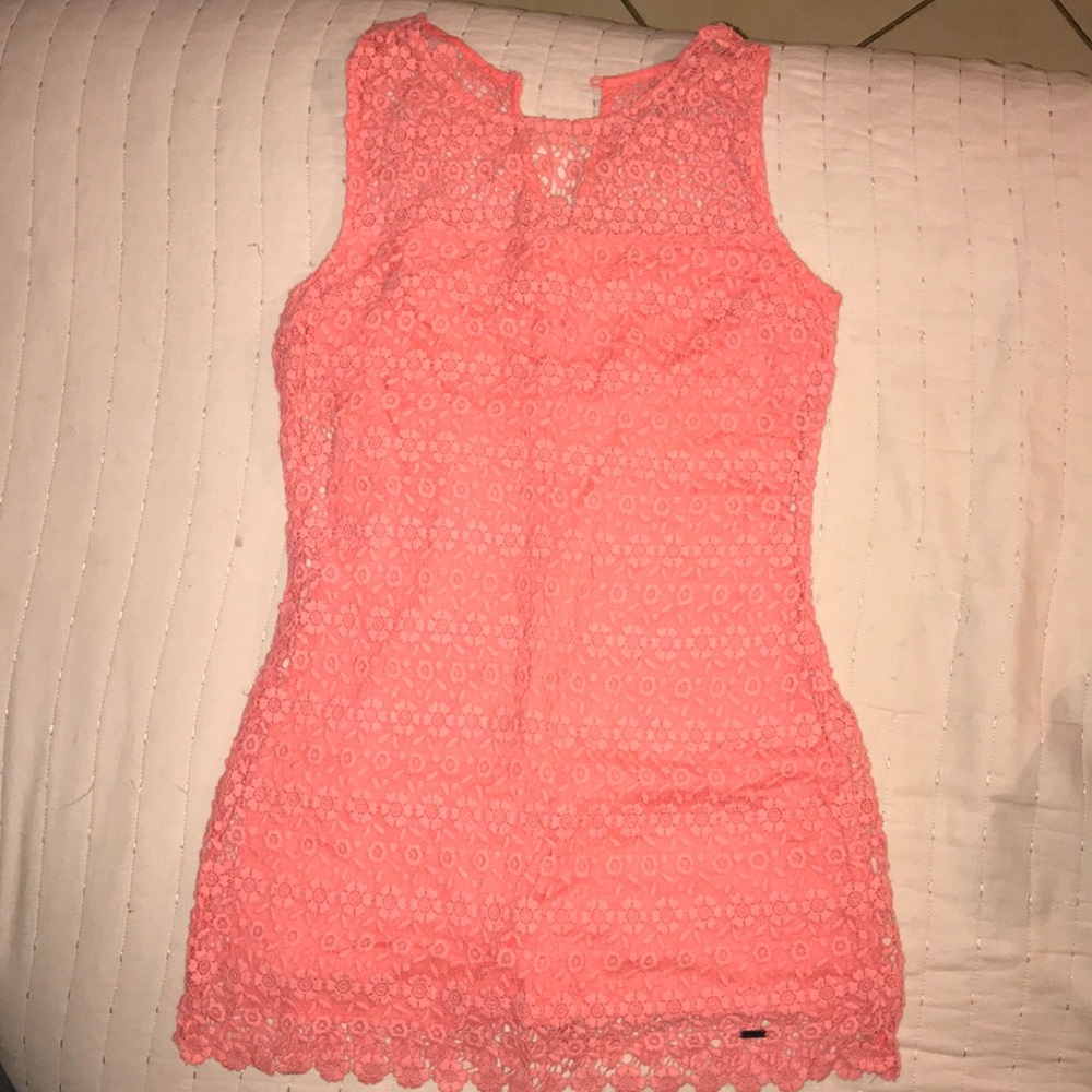 Coral Lace Dress Hollister